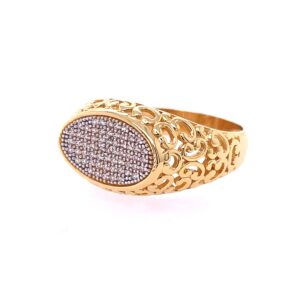 22k Yellow Gold Traditional Cluster Micro Stone CZ Ring