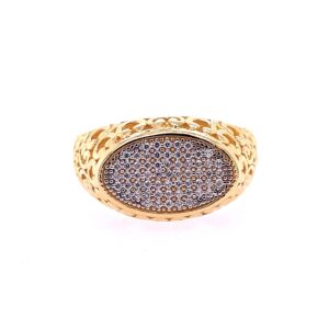 22k Yellow Gold Traditional Cluster Micro Stone CZ Ring