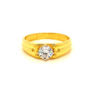 22k yellow gold elite single stone cz ring