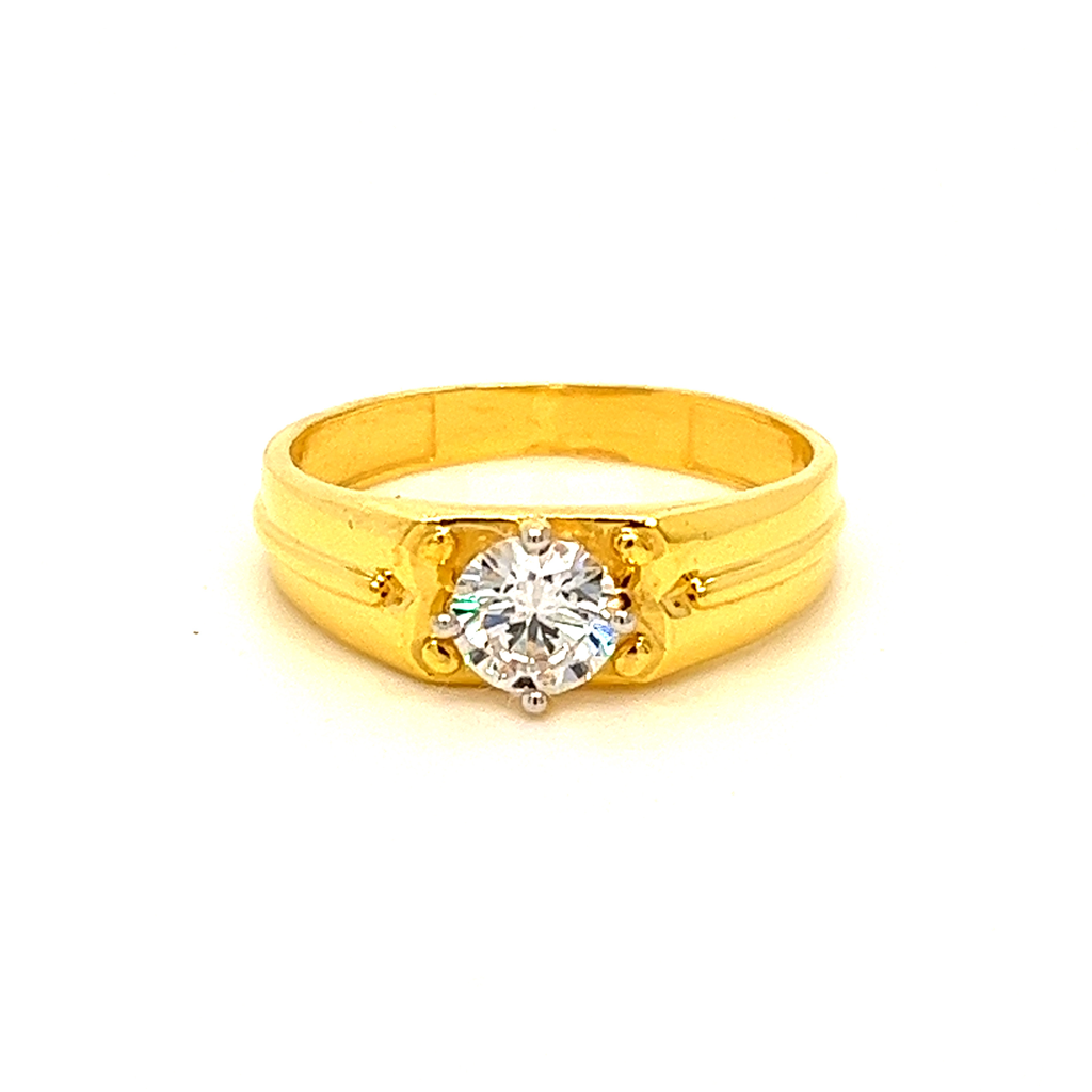 22k yellow gold elite single stone cz ring - Image 3
