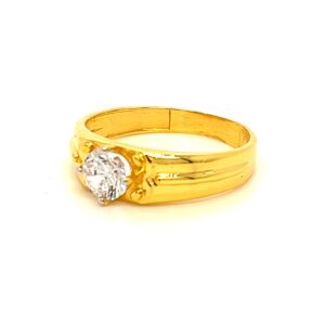 22k yellow gold elite single stone cz ring