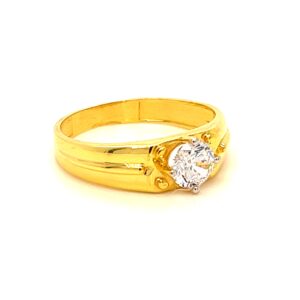 22k yellow gold elite single stone cz ring