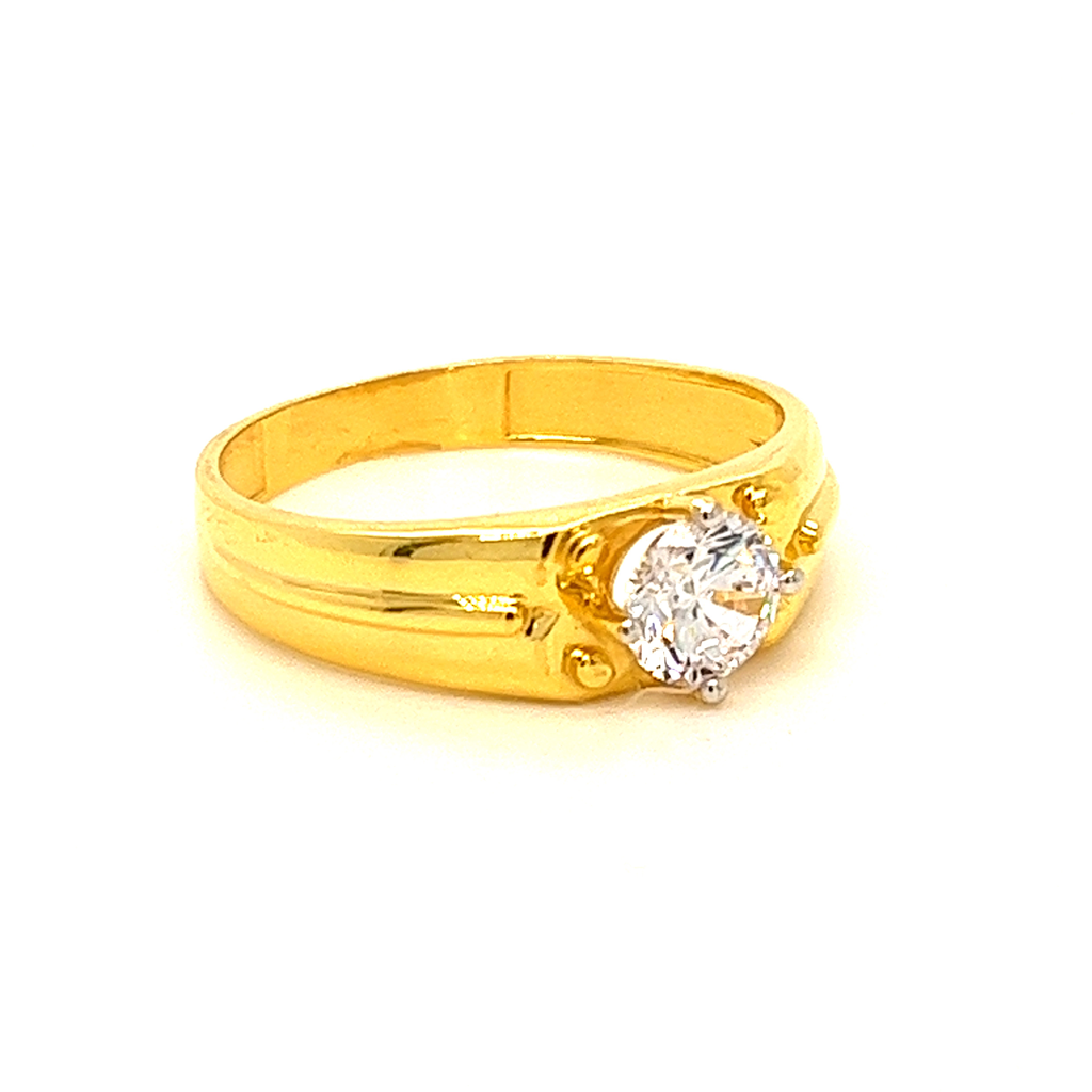 22k yellow gold elite single stone cz ring