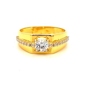 22k yellow gold elegant single stone cz  ring