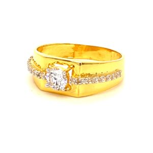22k yellow gold elegant single stone cz  ring