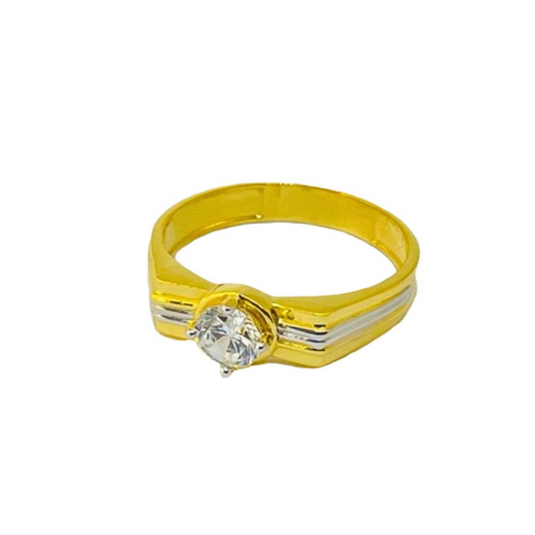 22k Yellow Gold Single Stone CZ Ring