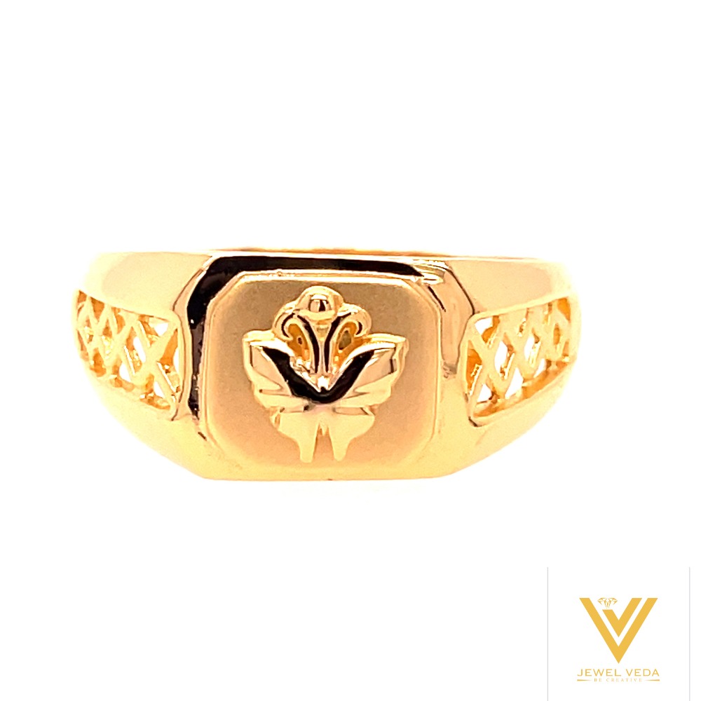 22k yellow gold ridge plain ring - Image 3