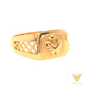 22k yellow gold ridge plain ring