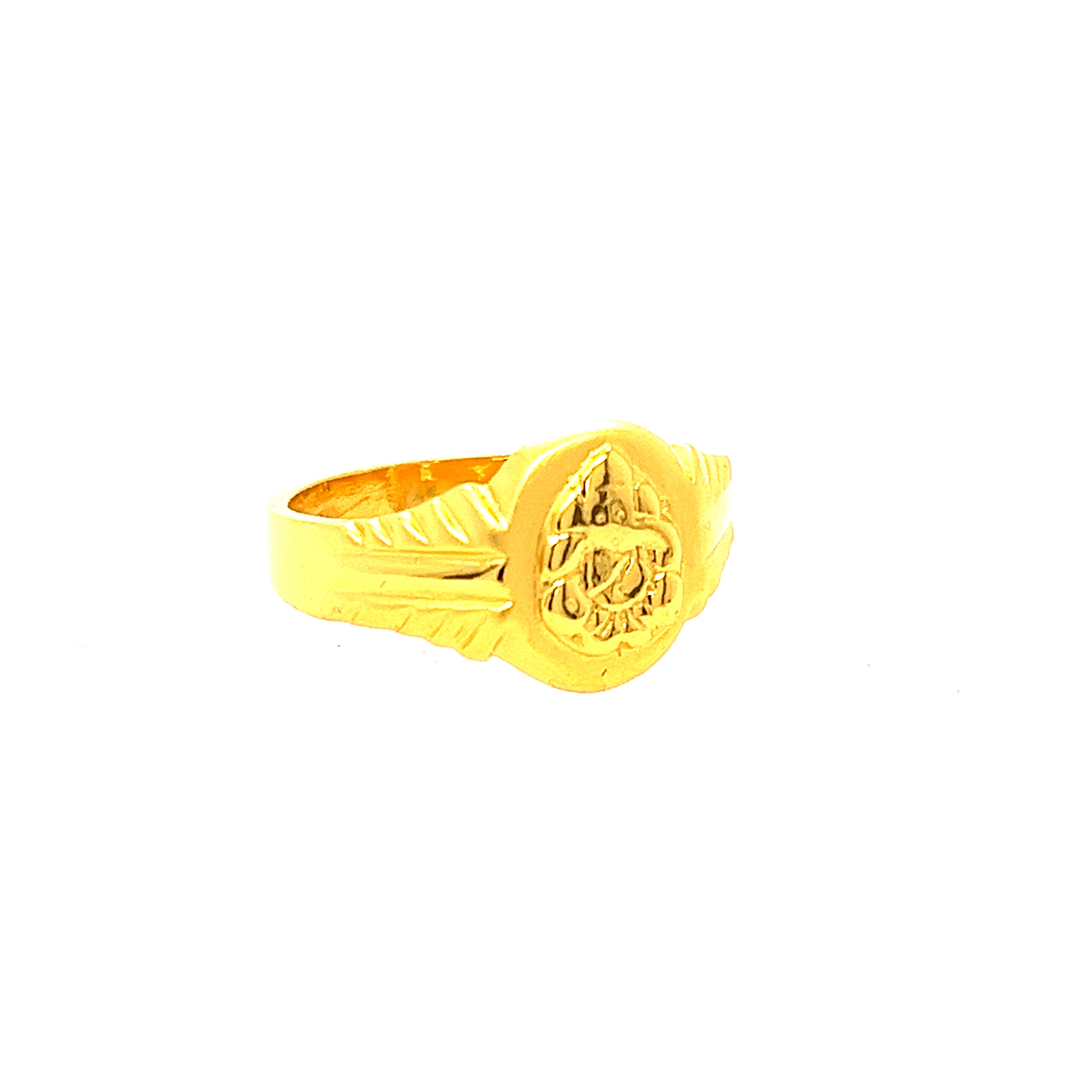 22k Yellow Gold Ganesha Plain Ring - Image 3