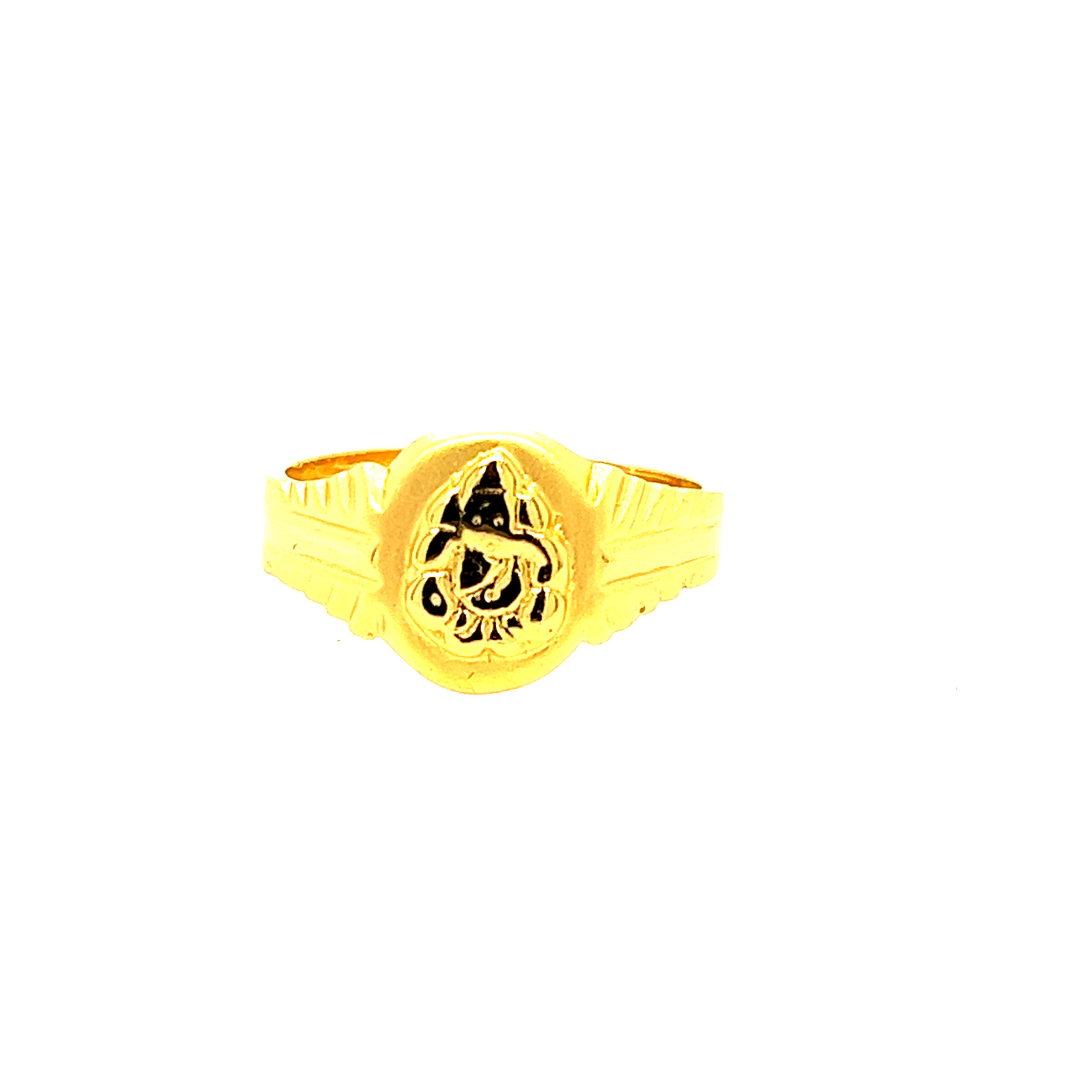 22k Yellow Gold Ganesha Plain Ring
