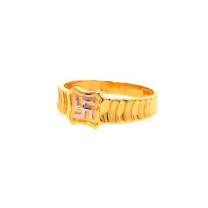 22k yellow gold swastik plain ring