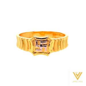 22k yellow gold swastik plain ring