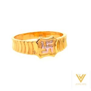 22k yellow gold swastik plain ring