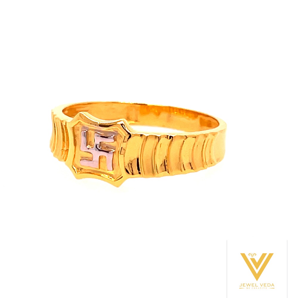 22k yellow gold swastik plain ring