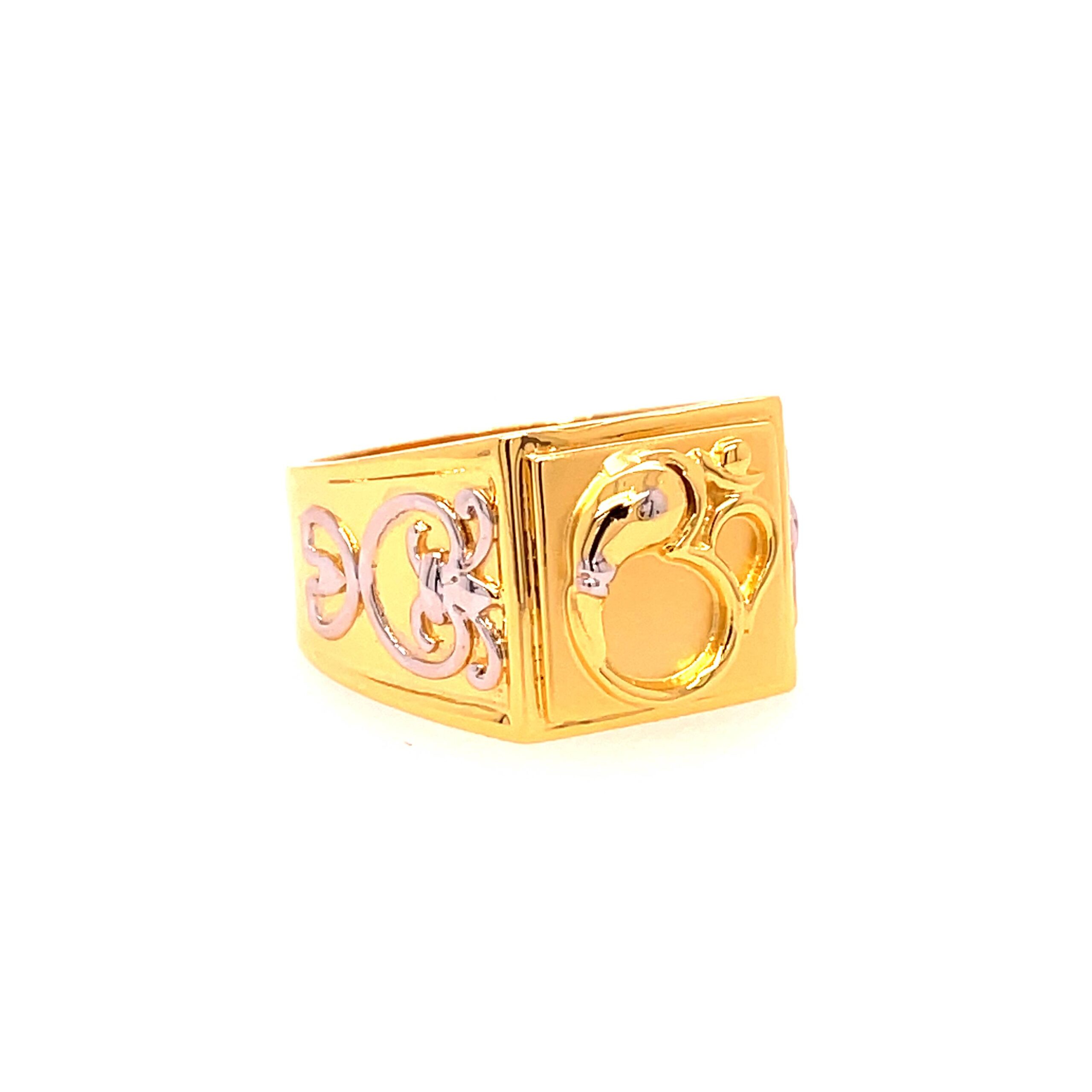 22k yellow gold plain om ring - Image 3