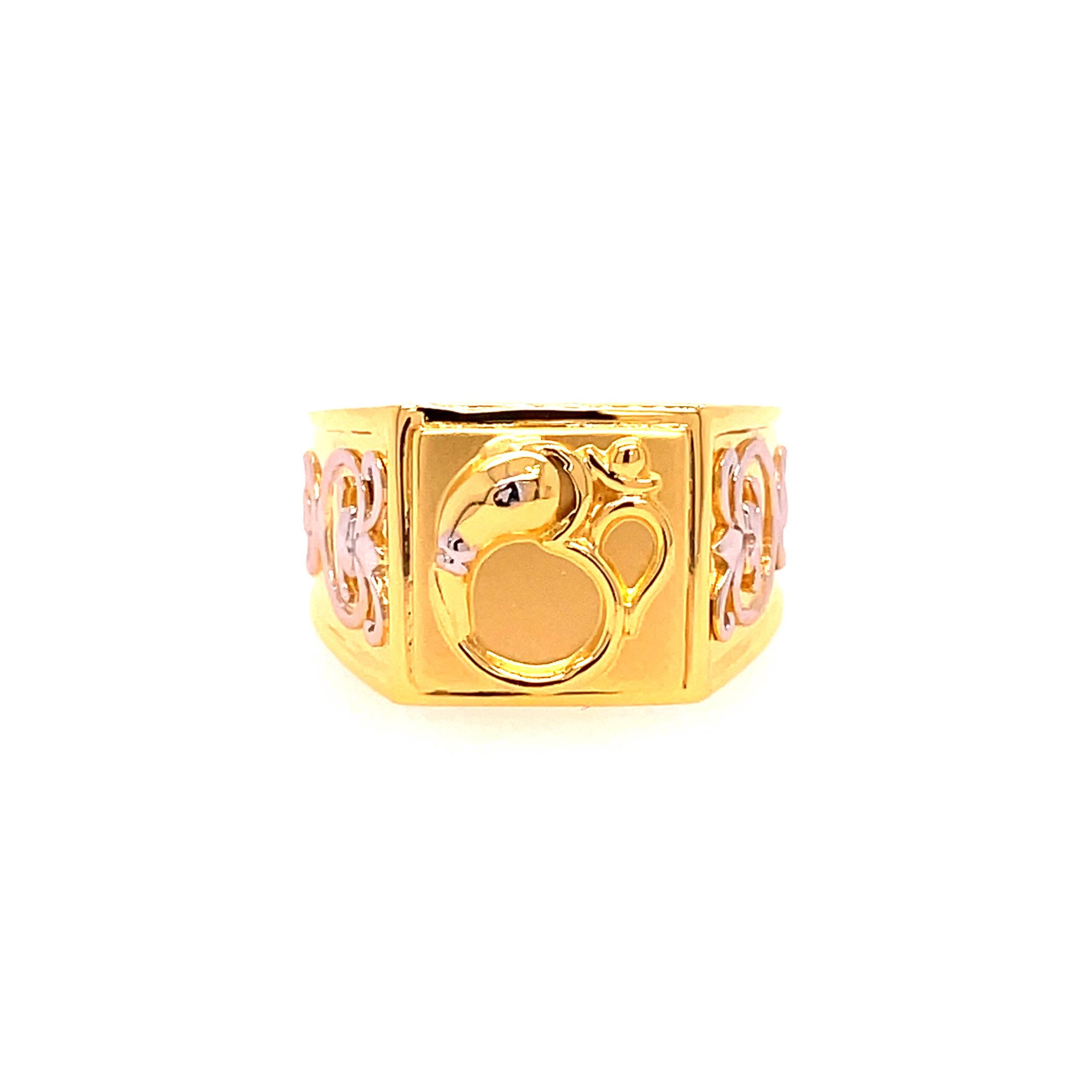 22k yellow gold plain om ring - Image 2