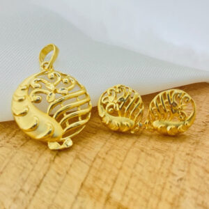 22k Gold Plain Classic Pendant Set