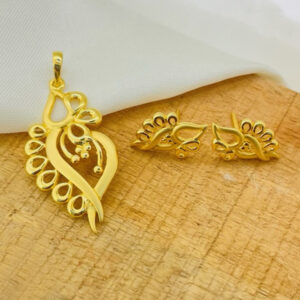 22k Gold Plain Traditional Pendant Set