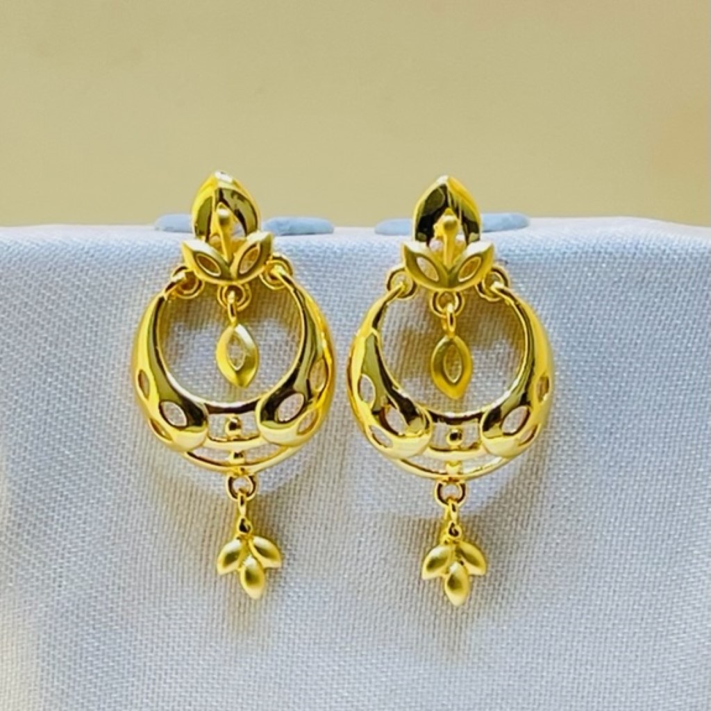 22k Yellow Gold Traditional Chandbali Plain Earrings