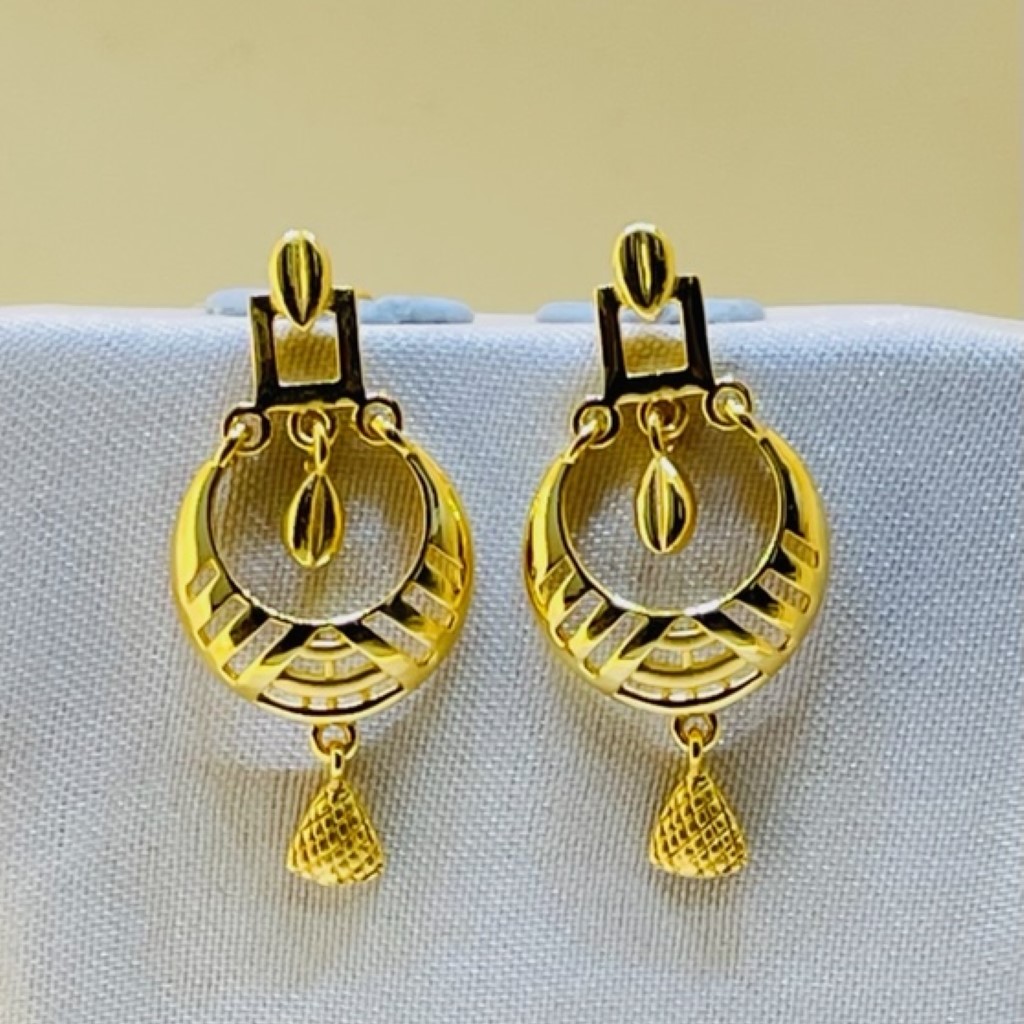 22k Yellow Gold Traditional Chandbali Plain Earrings