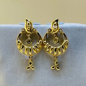 22k yellow gold traditional chandbali plain earrings