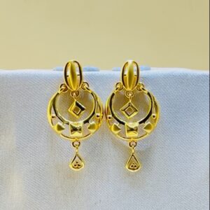 22k yellow gold traditional chandbali plain earrings