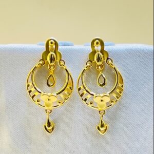22k yellow gold traditional chandbali plain earrings