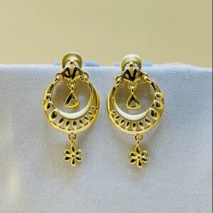 22k yellow gold traditional chandbali plain earrings