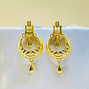 22k yellow gold traditional chandbali plain earrings