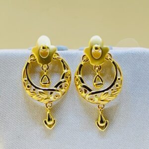 22k yellow gold traditional chandbali plain earrings