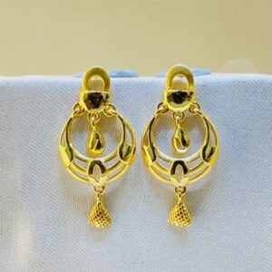 22k yellow gold traditional chandbali plain earrings