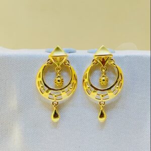22k yellow gold traditional chandbali plain earrings