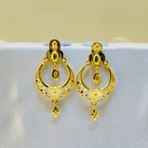 22k yellow gold traditional chandbali plain earrings