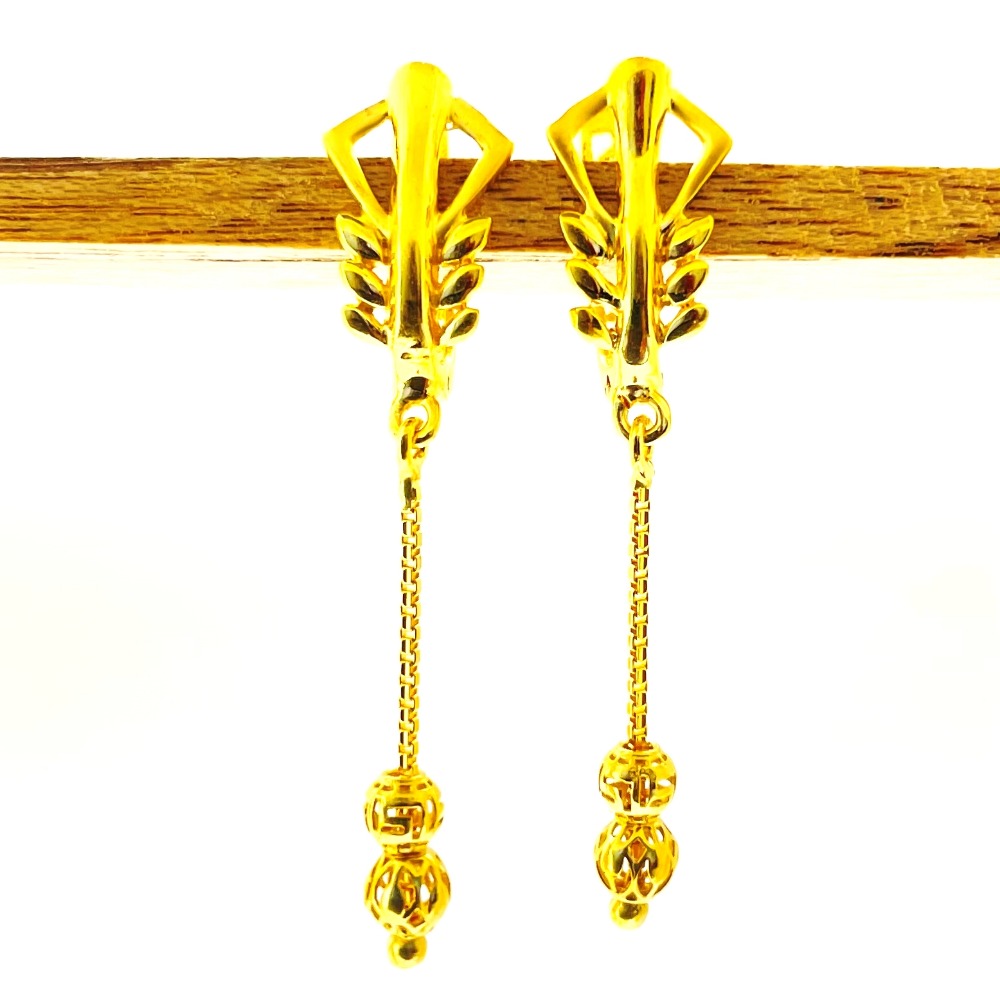 22k yellow gold unique plain earrings