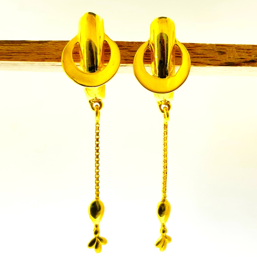 22k yellow gold traditional plain earrings