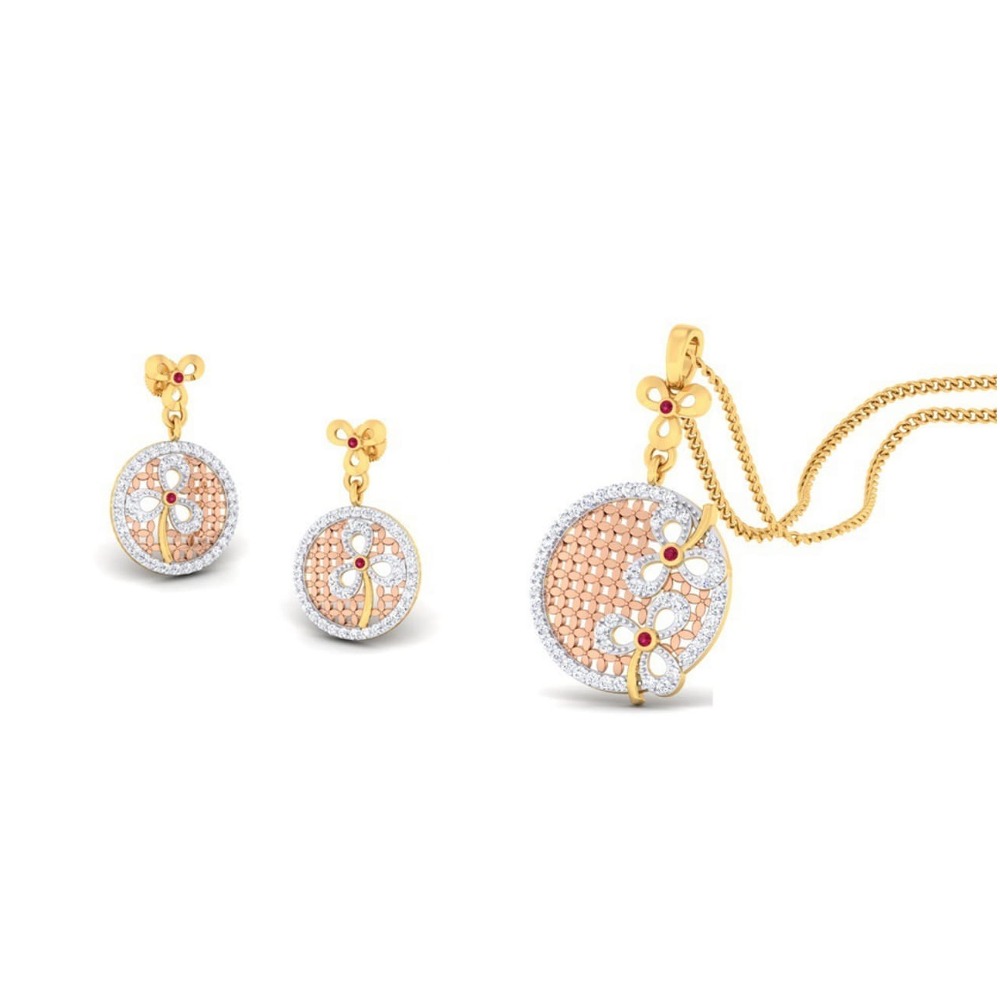22k gold cz sway pendant set