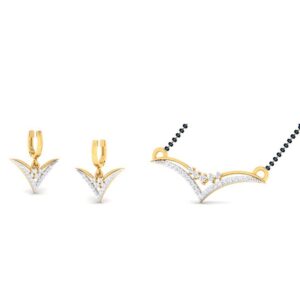 22k gold cz glint pendant set