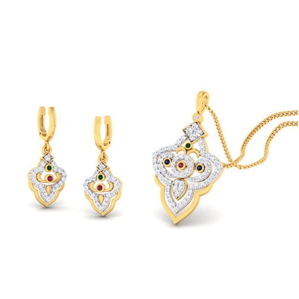 22k gold cz luster pendant set