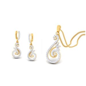 22k gold cz glare pendant set