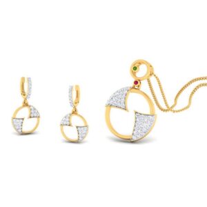 22k gold cz unique pendant set