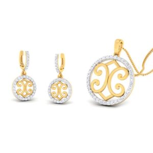 22k gold cz verbena pendant set