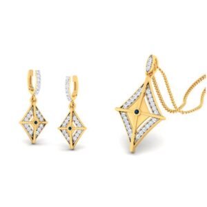 22k gold cz luster pendant set