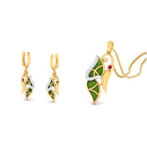 22k gold cz mayur pendant set