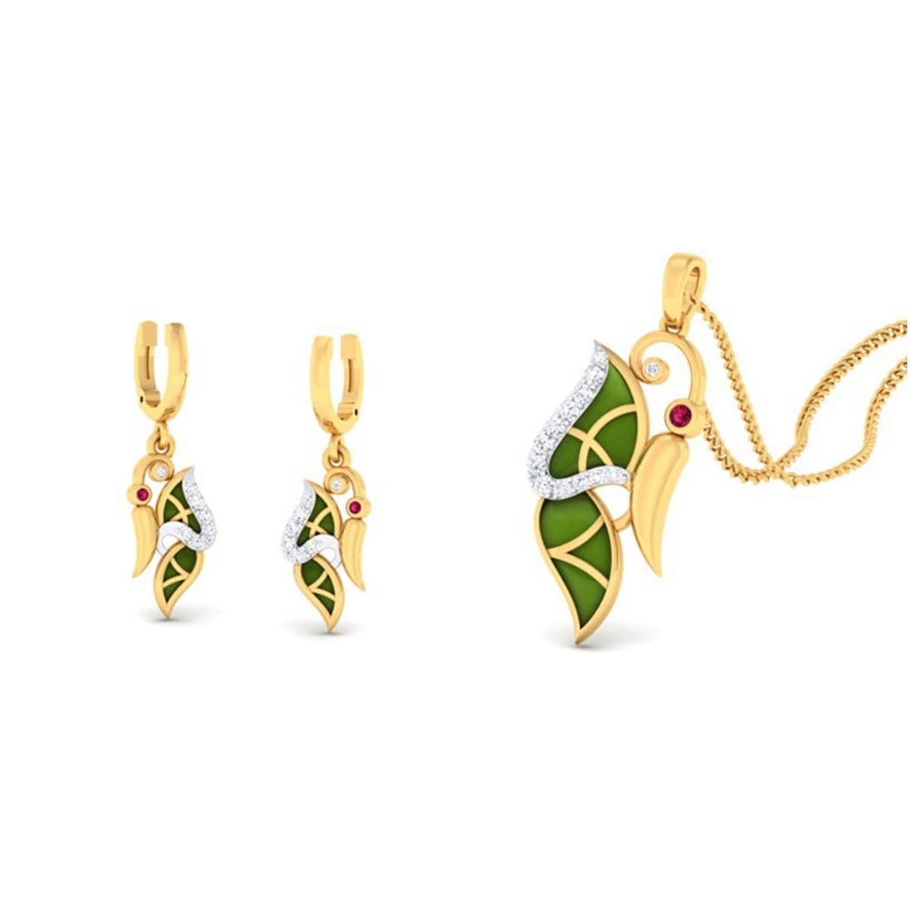 22k gold cz mayur pendant set
