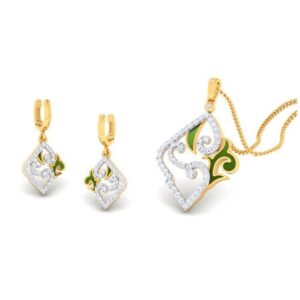 22k gold cz mist pendant set