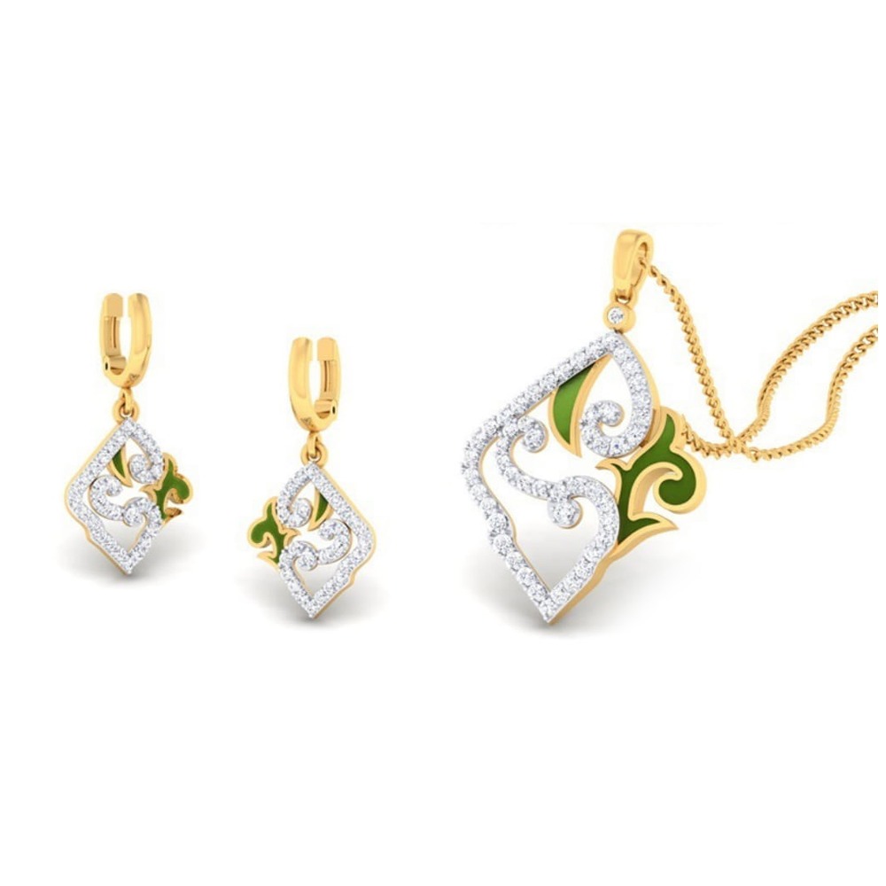 22k gold cz mist pendant set