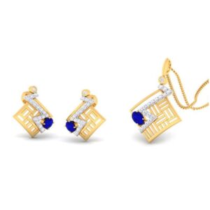 22k gold cz eface pendant set