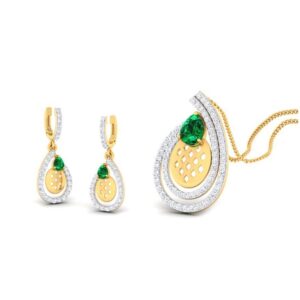 22k gold cz flare pendant set