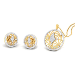 22k gold cz flow pendant set