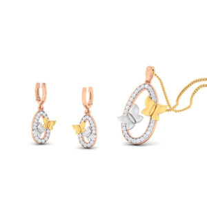 22k gold cz filigree butterfly pendant set
